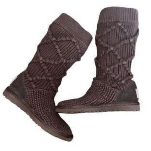 Uggs Brown Argyle Knit Boots(Size 5) - Picture 1 of 11